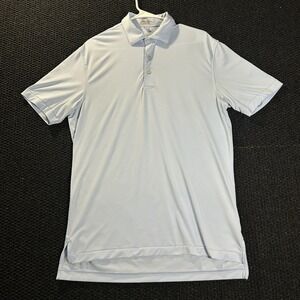 Peter Millar Summer Comfort Light Blue Striped Golf Short Sleeve Polo Men's S